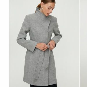 Aritzia Babaton Mid-Length Belted Grey Wool Coat